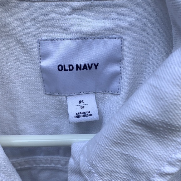 Old Navy White Distressed Denim Jacket XS - Picture 7 of 8